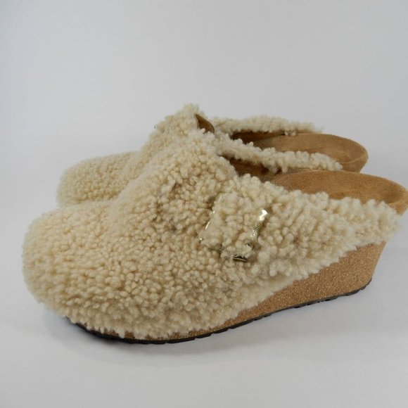 PAPILLIO Birkenstock Fanny Teddy Shearling Wedge Mule CLOG EU 40 9 9.5 NEW $190 - Picture 4 of 11